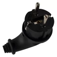 Вилка угловая черная 16 А, каучук (2036) оптом